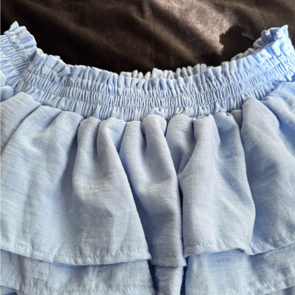 ethika Light Blue Off-Shoulder Ruffle Crop Top - Picture 4 of 9
